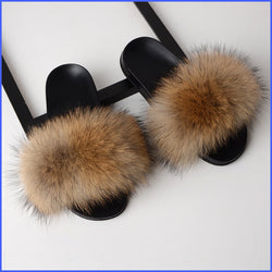 Fur Slippers Women Real Fox Fur