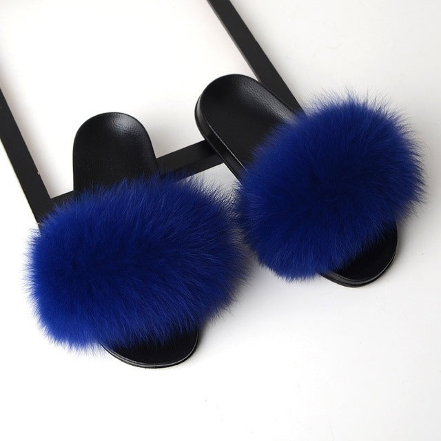 Fur Slippers Women Real Fox Fur