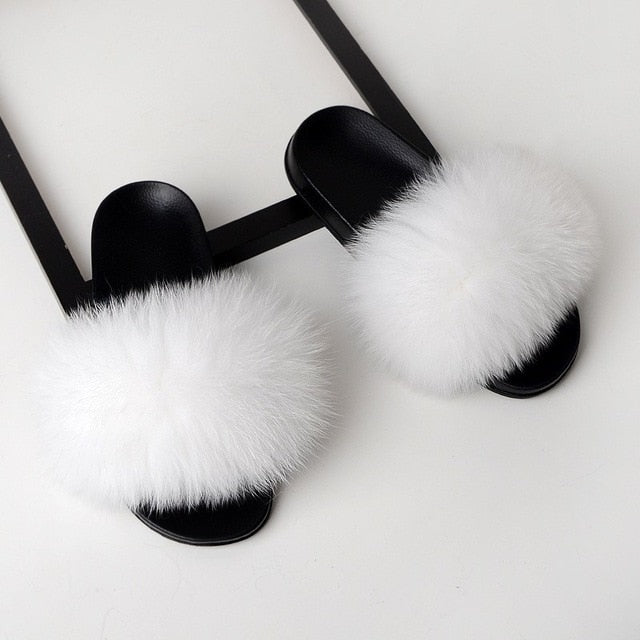 Fur Slippers Women Real Fox Fur