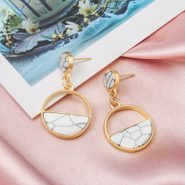 New Fashion Round Dangle Drop Korean Earrings For Women